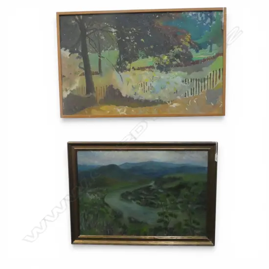 2 LANDSCAPE ARTWORKS, OIL ON BOARD 450x725mm
