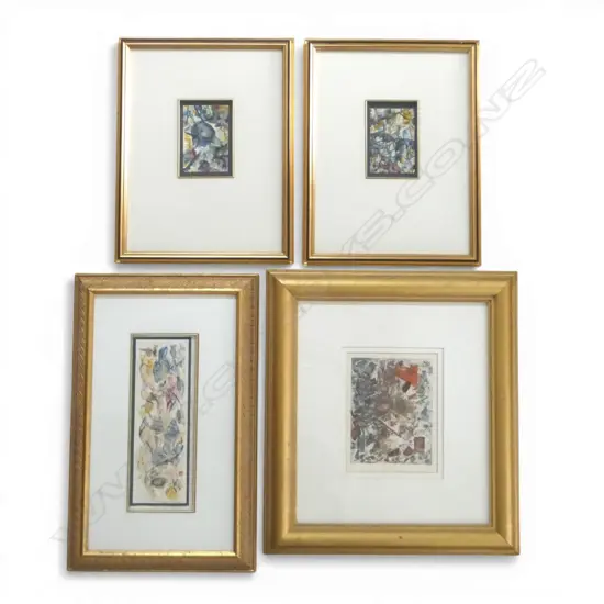 YEDHUA BACON, FOUR FRAMED ABSTRACT SCENES, WATERCOLOUR, 125 X 85MM
