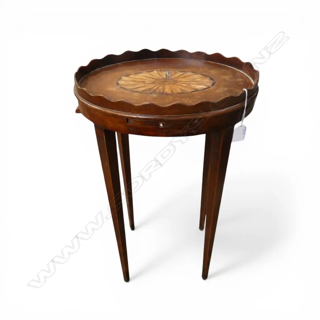 SHERATON REVIVAL OVAL INLAID MAHOGANY STAND faults H.640mm Image 1++