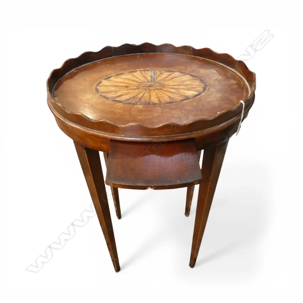 SHERATON REVIVAL OVAL INLAID MAHOGANY STAND faults H.640mm Image 1++
