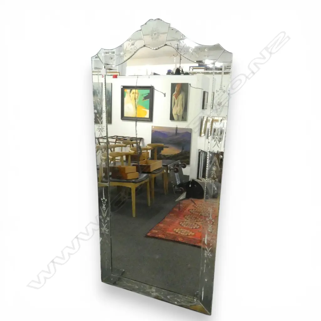 **RTV** FRENCH FULL LENGTH WALL MIRROR FLORAL DESIGN MIRRORED FRAME H1760MM Image 1++