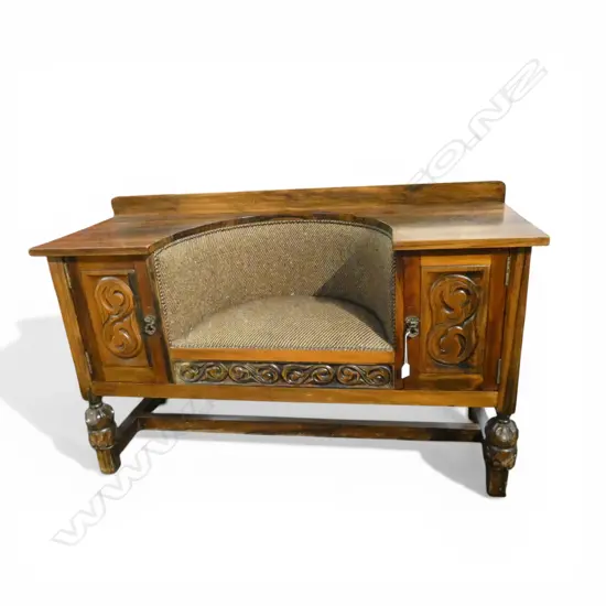 CARVED HALL SEAT CABINET 1220x430x780mm