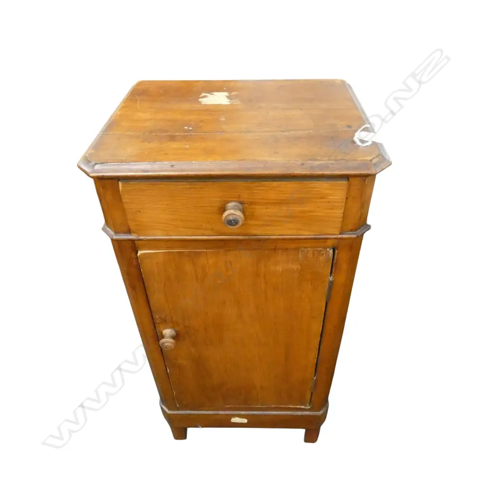 19THC EUROPEAN PINE BEDSIDE CABINET ONE DRAWER ONE DOOR H.810mm Image 1++