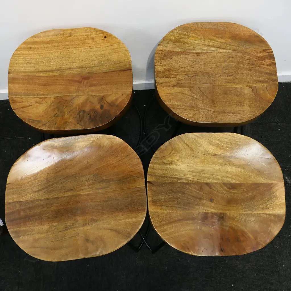 4 PLANK WOOD TOP STOOLS H.450mm Image 1++