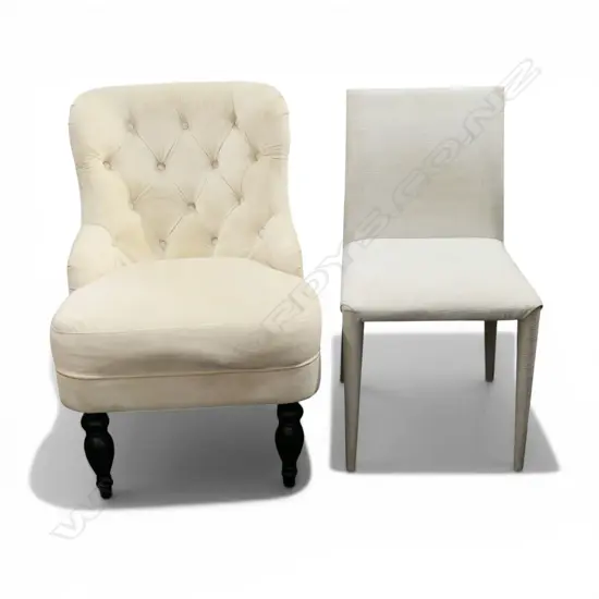 2 CREAM UPHOLSTERED CHAIRS 