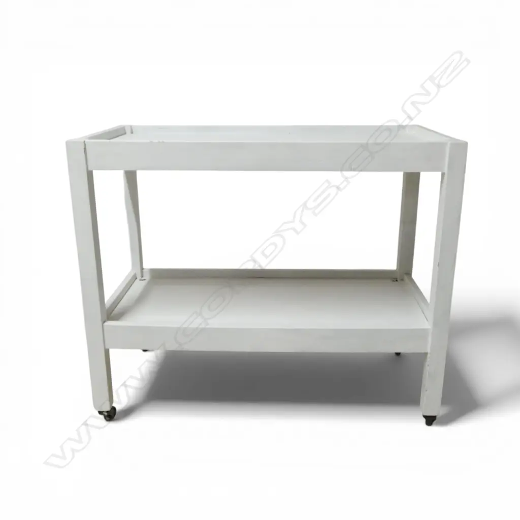 WHITE WOODEN TWO-TIERED TROLLEY, 910 X 455 X 760mm Image 1++