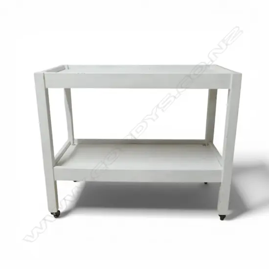 WHITE WOODEN TWO-TIERED TROLLEY, 910 X 455 X 760mm