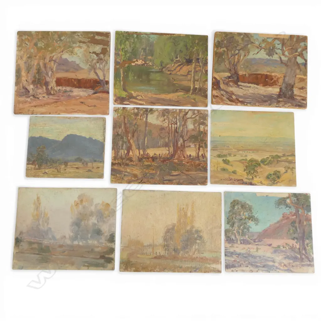 JAMES WILMOT, AUSTRALIAN LANDSCAPE STUDIES (9), OIL ON BOARD, 230 X 250mm (LARGEST), SEE DESCRIPTION Image 1++