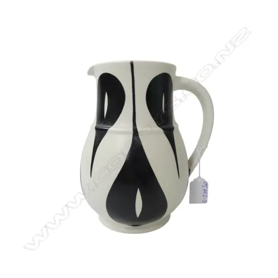 RADFORD HAND-POTTED B/W PAINTED JUG H.190mm 