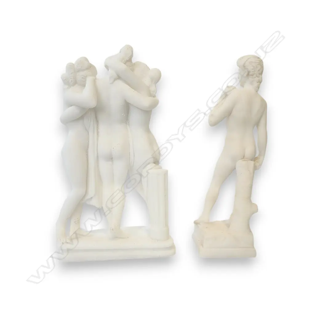 CAST MARBLE SCULPTURES “THE THREE GRACES” AND MICHELANGELO'S DAVID 250H mm Image 1++