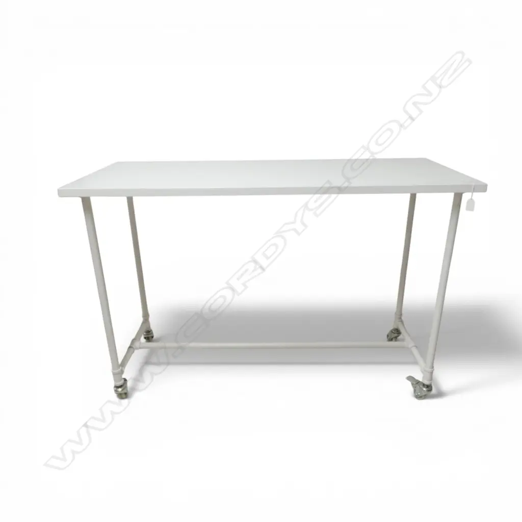 INDUSTRIAL STYLE MODERN SIDE TABLE, MELTECCA TOP, METAL SUPPORTS, 1200 x 500 x 800mm Image 1++