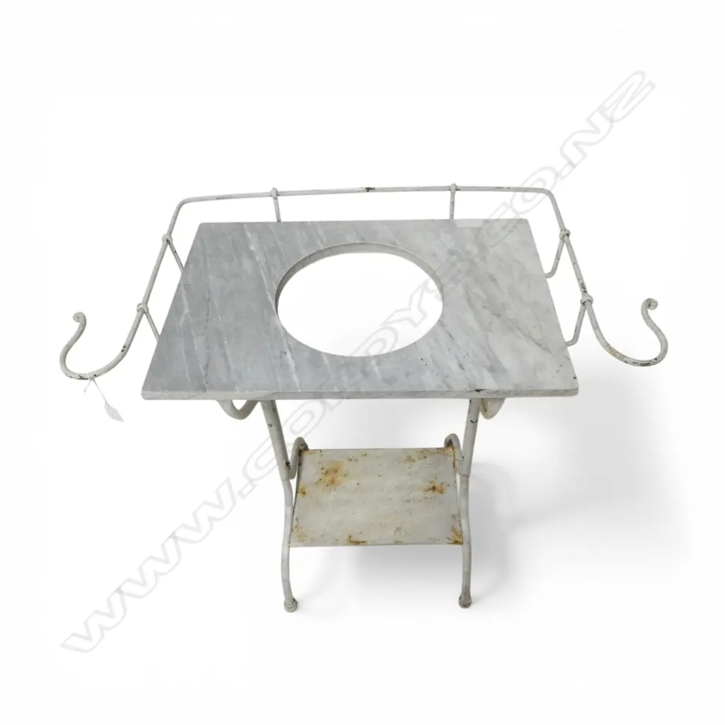 FRENCH IRON WASHSTAND WITH MARBLE TOP CUT TO FIT BASIN L1260MM Image 1++