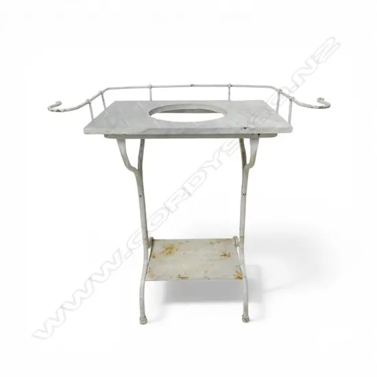 FRENCH IRON WASHSTAND WITH MARBLE TOP CUT TO FIT BASIN L1260MM
