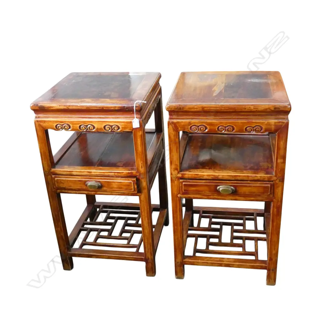 PR CHINESE SIDE TABLES carved scrolling clouds 440x445x820mm Image 1++