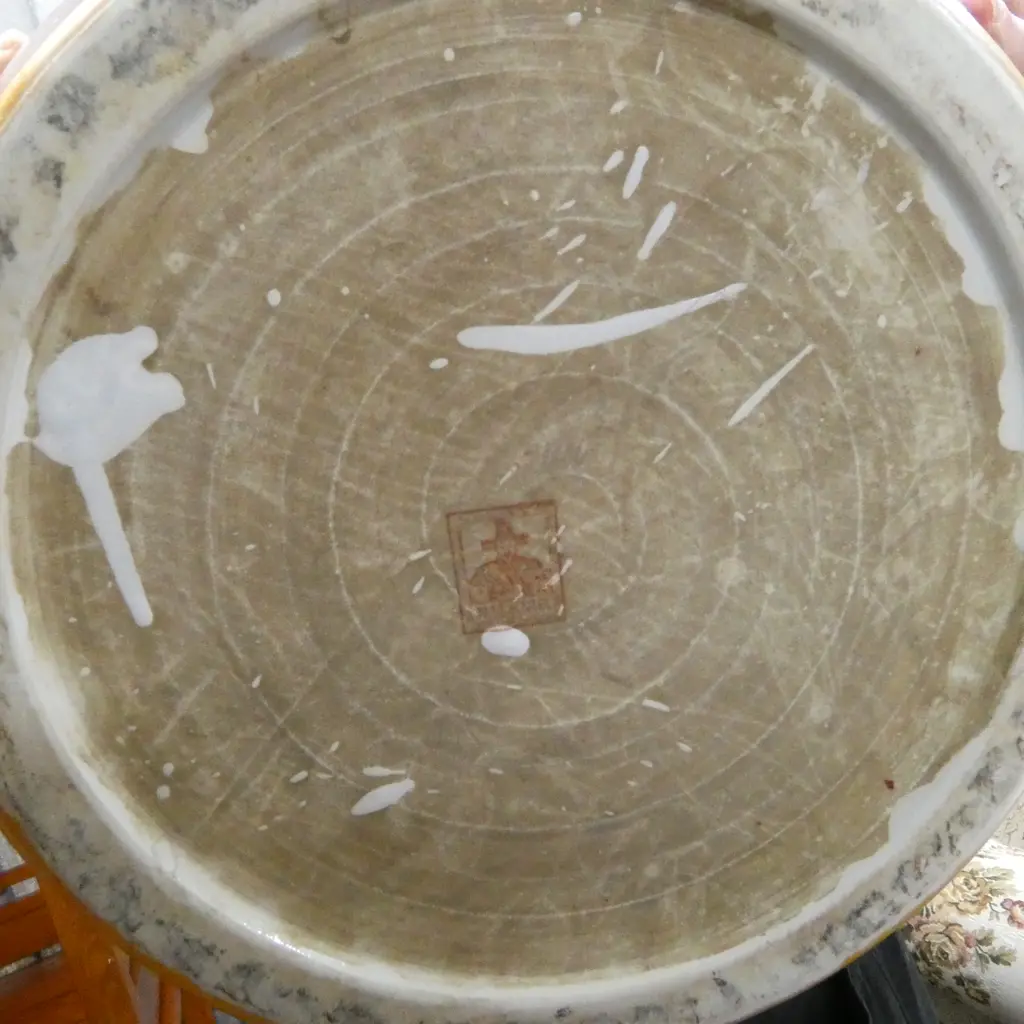 2 CHINESE JARDINIERES red glaze exterior with decorated carp interior Dia.420mm Image 1++