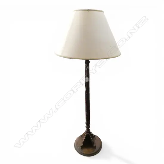 CARVED HARDWOOD INDIAN STANDARD LAMP H1170MM