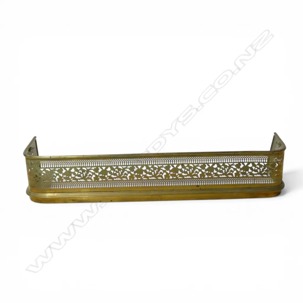 VICTORIAN PIERCED GRILLE BRASS FIRE CURB. W.1140mm Ex. estate Adrian Michael Garrett. Kerikeri Image 1++