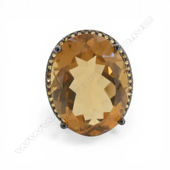 SILVER CITRINE AND YELLOW SAPPHIRE RING