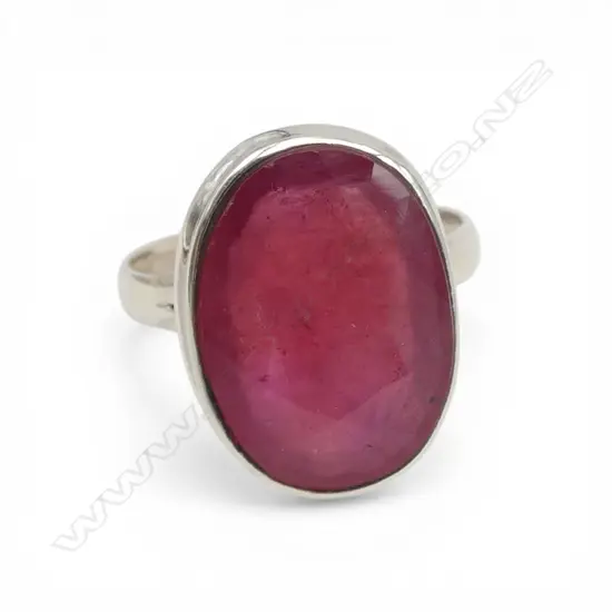 SILVER & RUBY RING