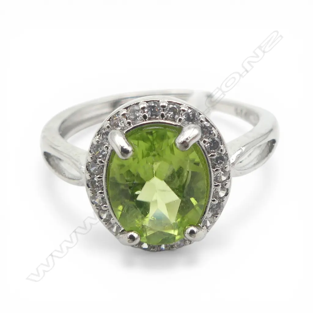 SILVER PERIDOT & CZ RING Image 1++