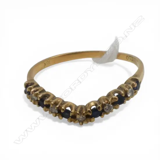 18ct GOLD SAPPHIRE & DIAMOND COMPANION RING 1.39gms size L