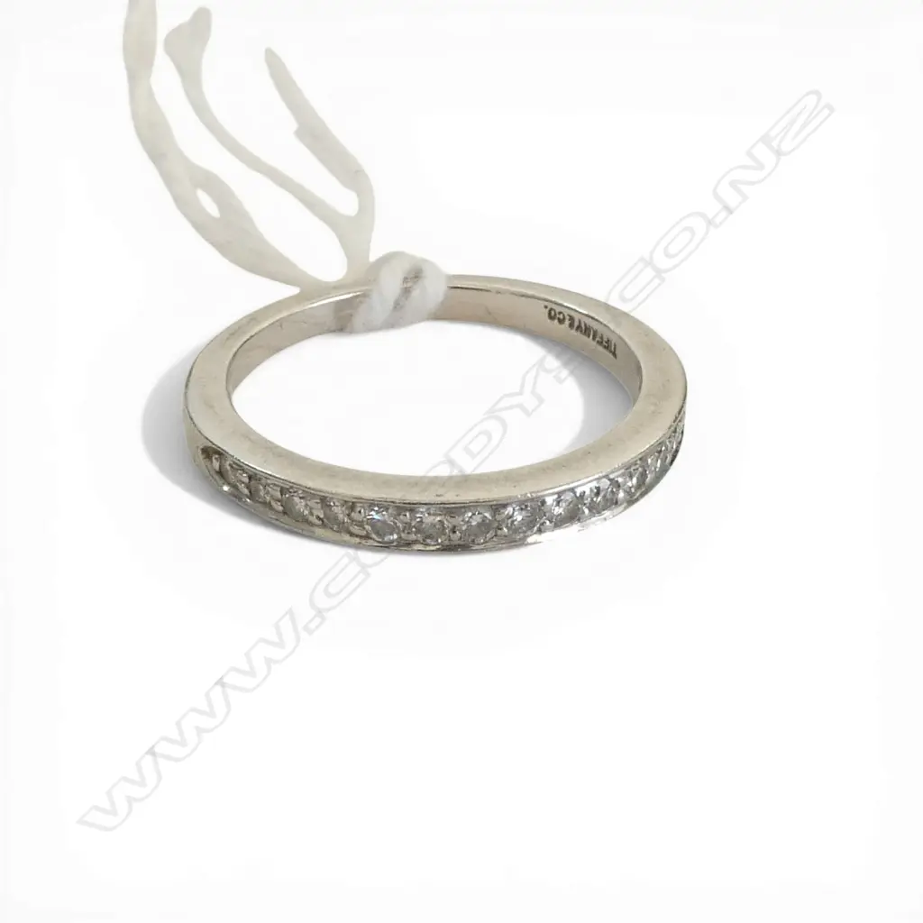 TIFFANY & CO PLATINUM & DIAMOND RING 3.9GMS ORIGINAL BOX & RECEIPT SIZE M Image 1++