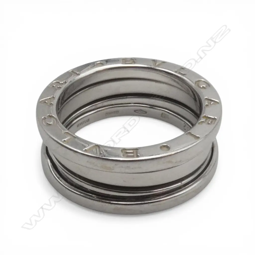 18CT WHITE GOLD BULGARI RING IN BOX & ORIGINAL RECEIPT 8.4GMS SIZE L Image 1++