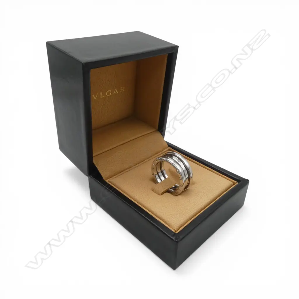18CT WHITE GOLD BULGARI RING IN BOX & ORIGINAL RECEIPT 8.4GMS SIZE L Image 1++