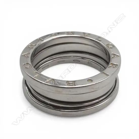 18CT WHITE GOLD BULGARI RING IN BOX & ORIGINAL RECEIPT 8.4GMS SIZE L