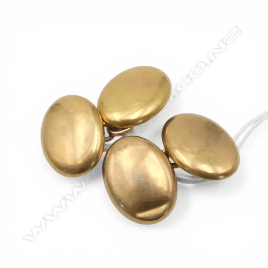 PR VINTAGE 20ct YELLOW GOLD PLAIN CUFFLINKS 9gms