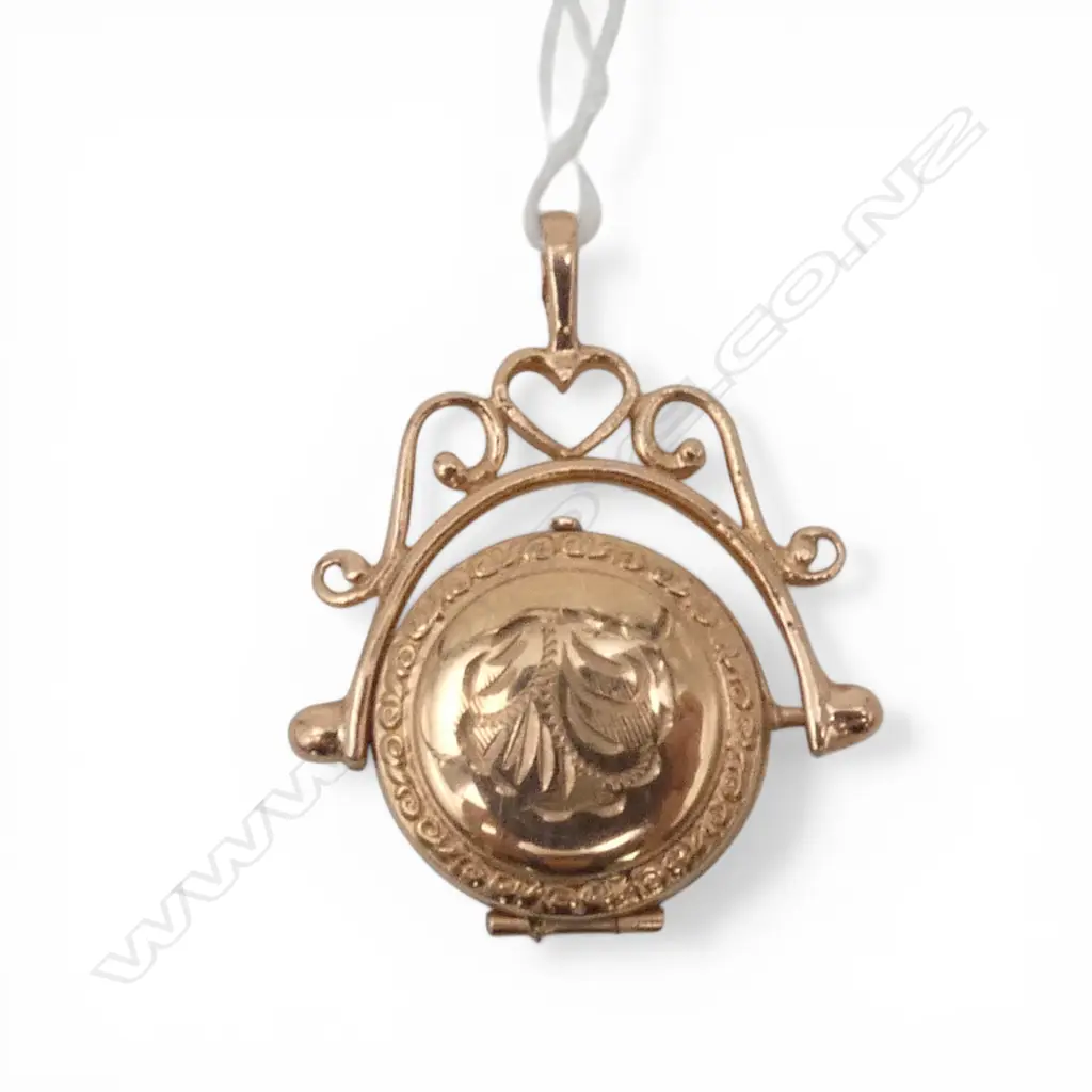 9ct ROSE GOLD SPINNING LOCKET PENDANT, 2.80gm Image 1++