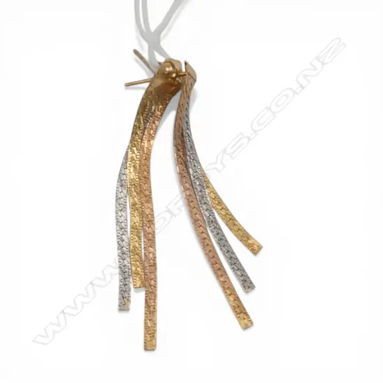 18ct GOLD TRI COLOUR TASSLE EARRINGS 2.4gms