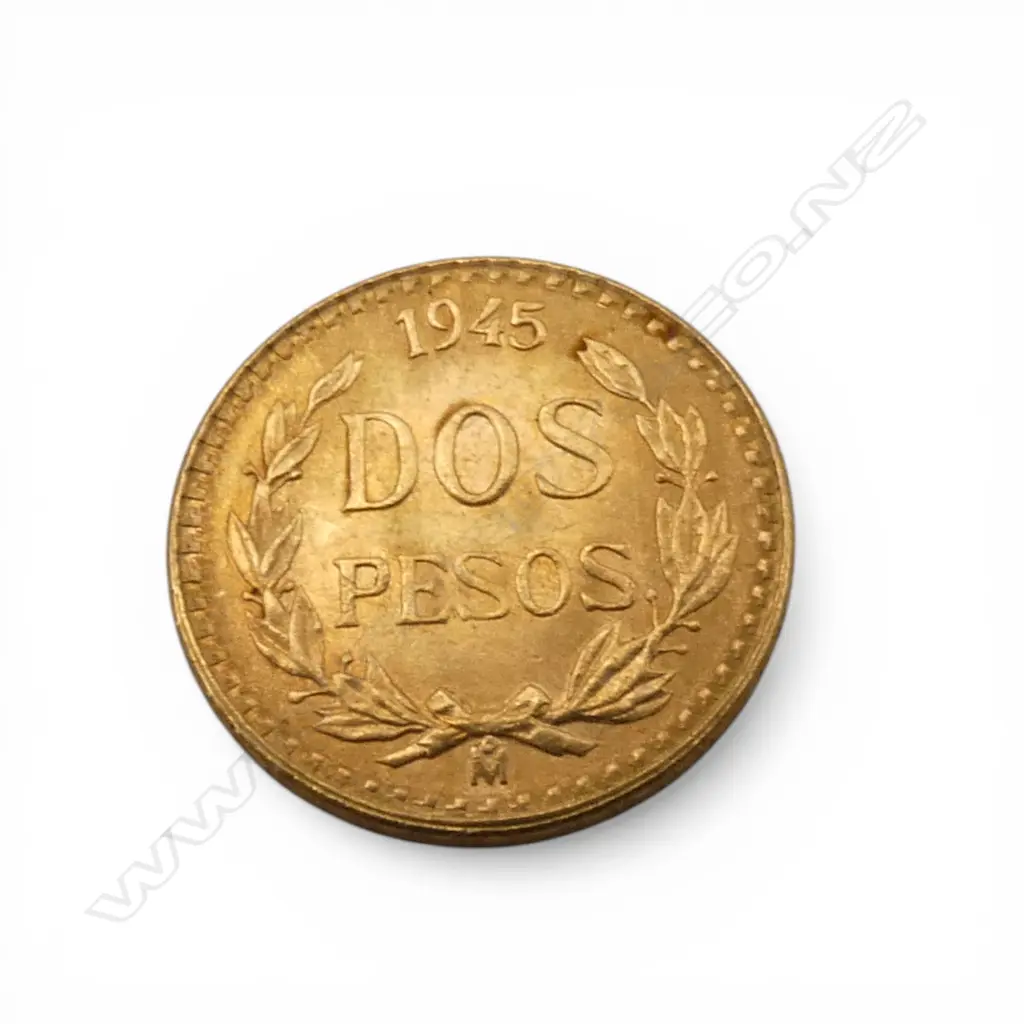 1945 Dos Pesos small 22ct GOLD COIN 1.7 Image 1++