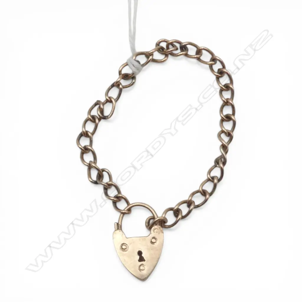9ct BABIES BRACELET w LOCK CLASP, TW 3.8gm, chain repaired Image 1++