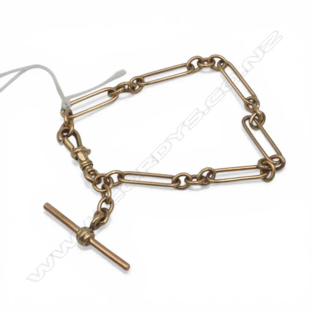9ct TROMBONE LINK CHAIN BRACELET, 11.98gm Image 1++