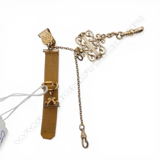 GOLD PLATED EARLY 20thC FANCY ALBERTINA fob chain 