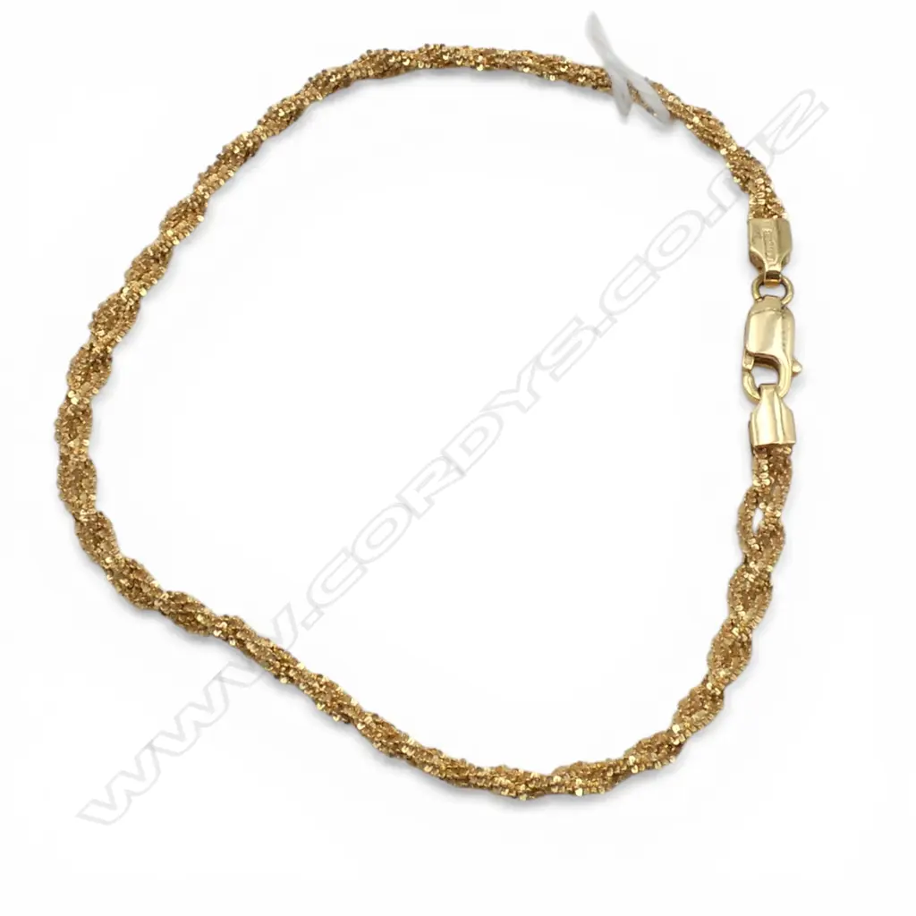 9ct GOLD ITALIAN ROPE TWIST BRACELET L.420mm. 3gms Image 1++