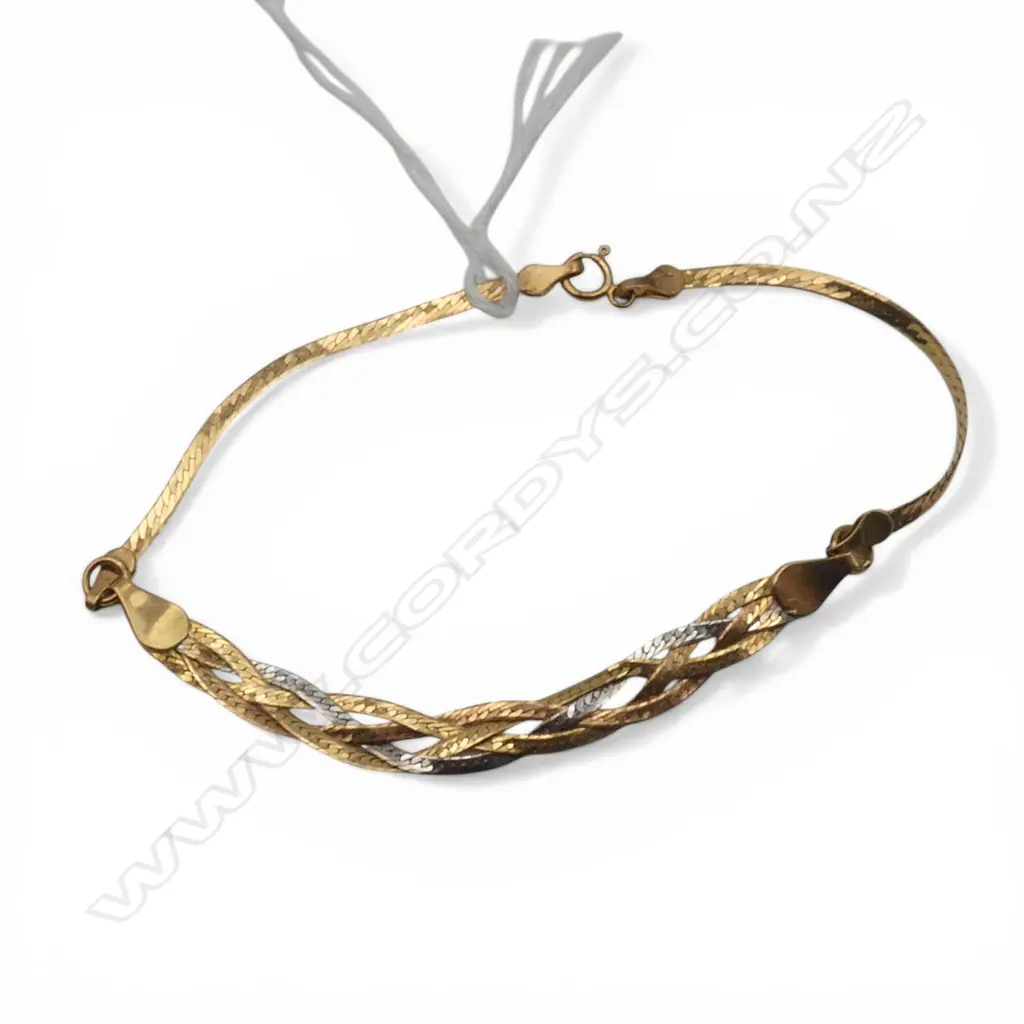 18ct GOLD TRI COLOUR SECTION BRACELET 3.36gms Image 1++