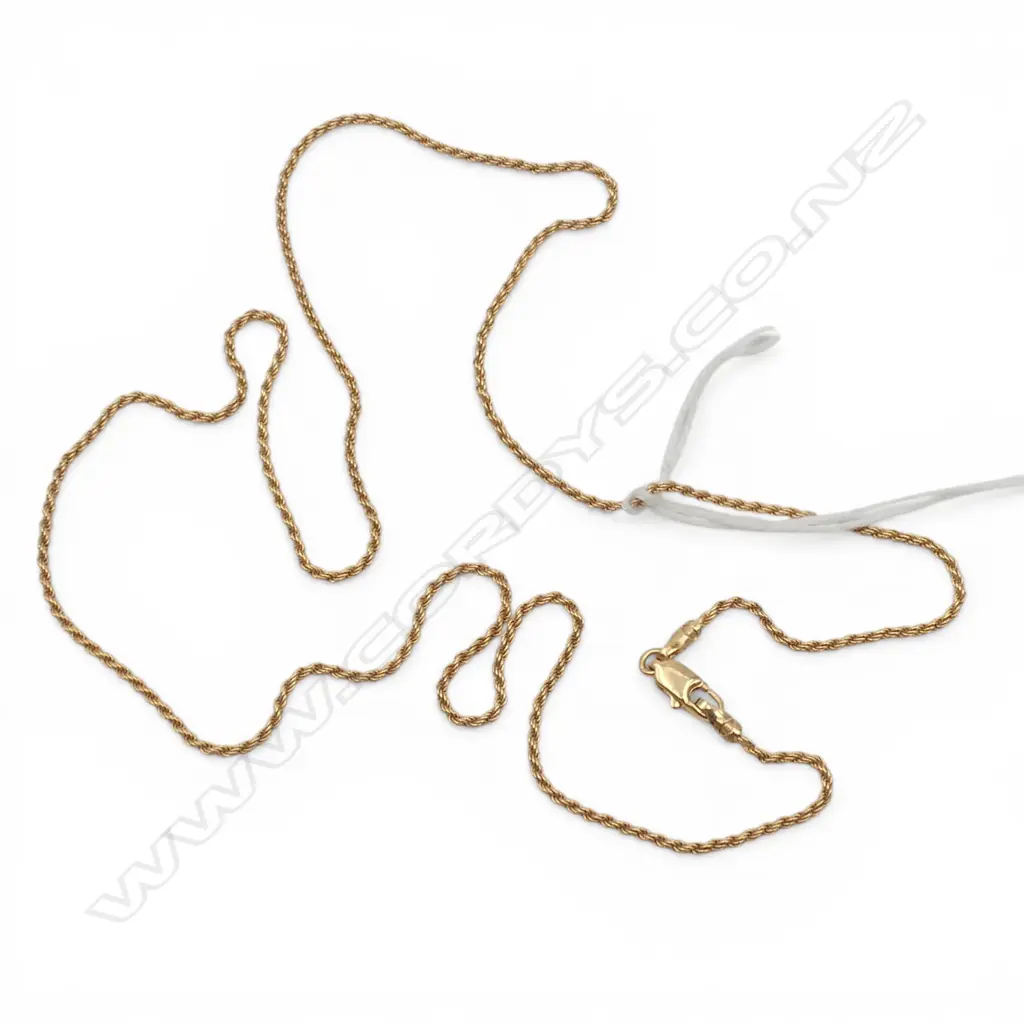 9ct GOLD ROPE TWIST NECK CHAIN. L.500mm. 3gms Image 1++