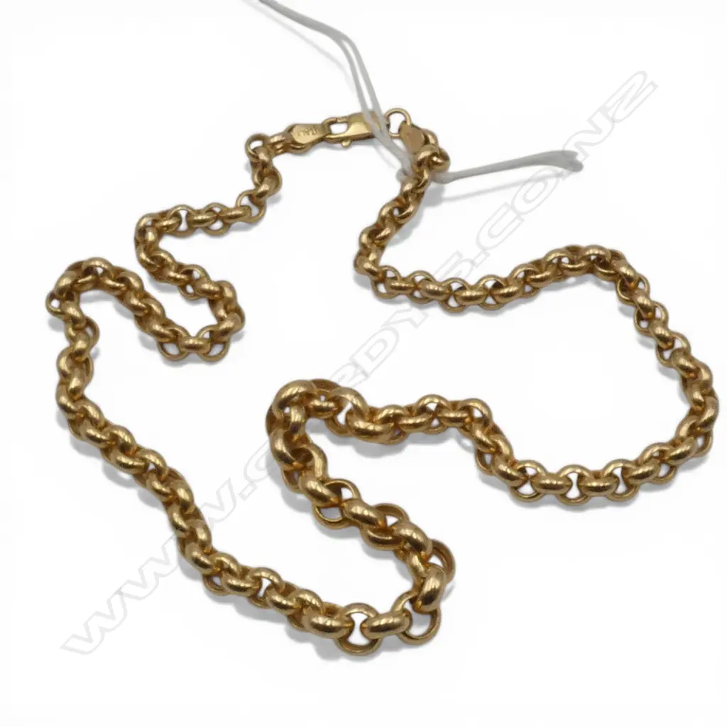 ITALIAN 9ct YELLOW GOLD Belcher link NECK CHAIN L.430mm. 13.8gms GRADUATED HOLLOW NECKLACE Image 1++