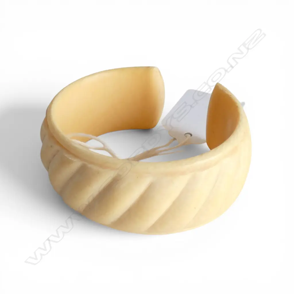 IVORY BANGLE plain carved angular bands Image 1++