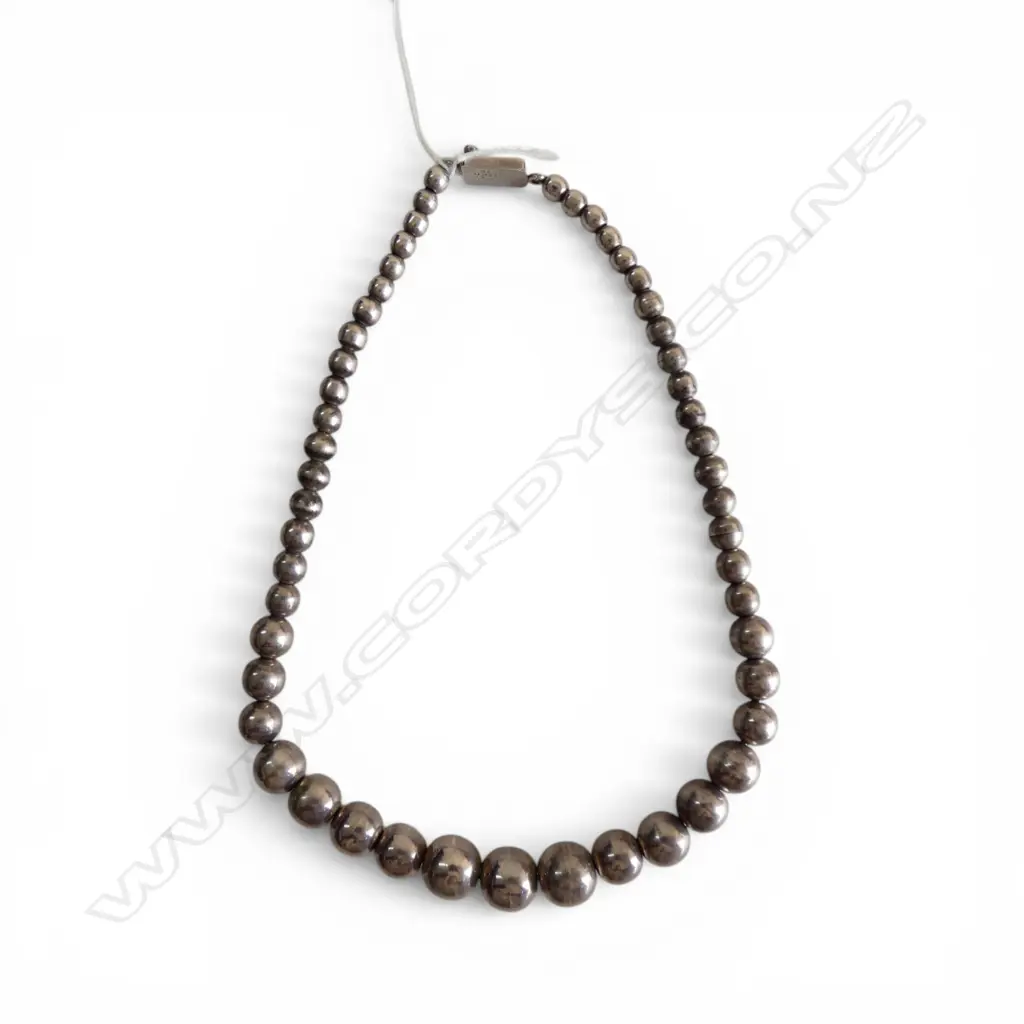 MEXICO STG SILVER BEAD NECKLACE L.440mm 64gms Image 1++