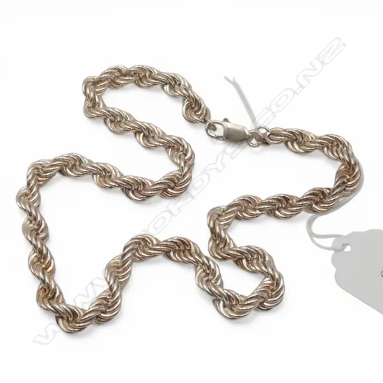 SILVER WIDE ROPE LINK NECK CHAIN. L.440mm. 33gms
