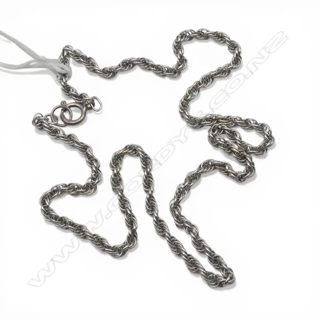 WHITE METAL ROPE NECK CHAIN with silver clasp 5.91gms Image 1++