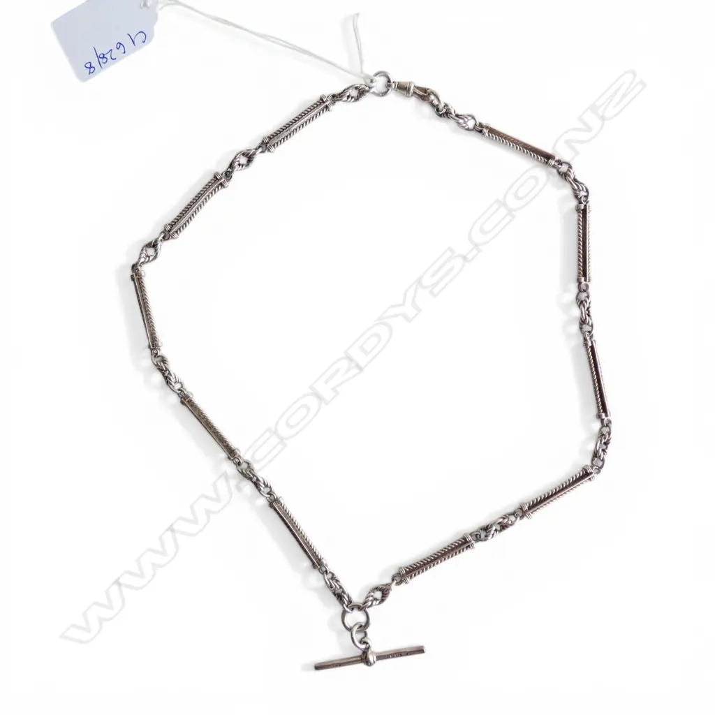 STG SILVER FOB CHAIN w. T-BAR, L.500mm 34.5gms Image 1++