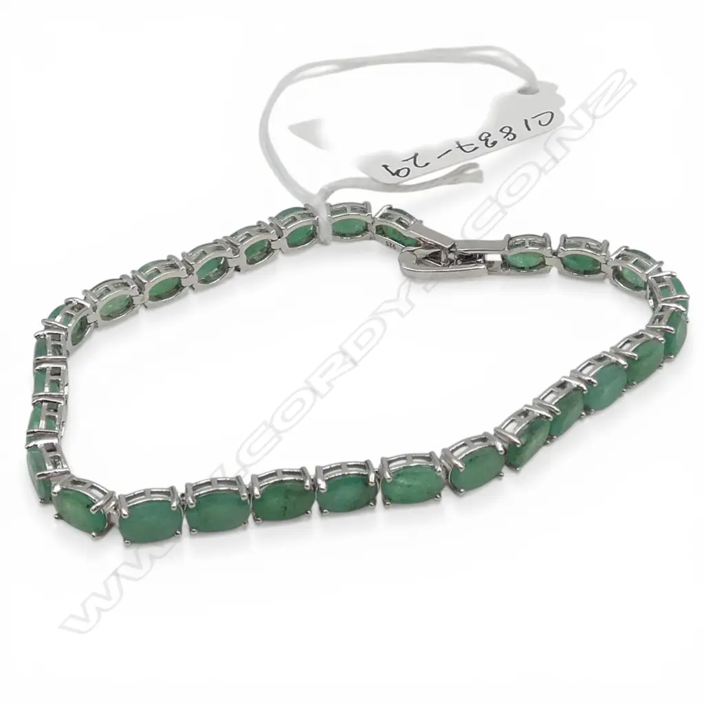 SILVER EMERALD BRACELET, L.190mm Image 1++