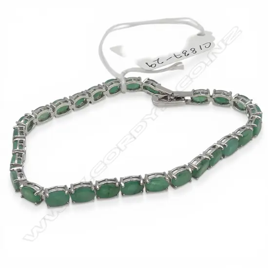 SILVER EMERALD BRACELET, L.190mm