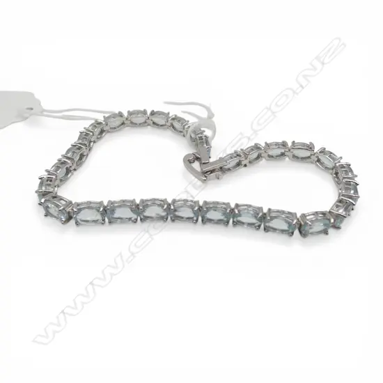 SILVER & AQUAMARINE BRACELET, L.190mm 