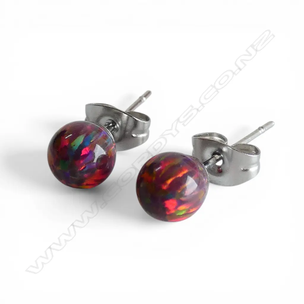PR FAUX OPAL BEAD & WHITE METAL EARRINGS Image 1++