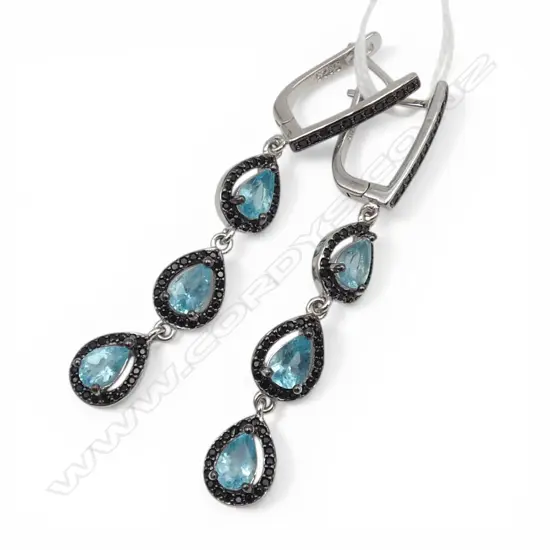 SILVER BLUE TOPAZ AND SAPPHIRE EARRINGS